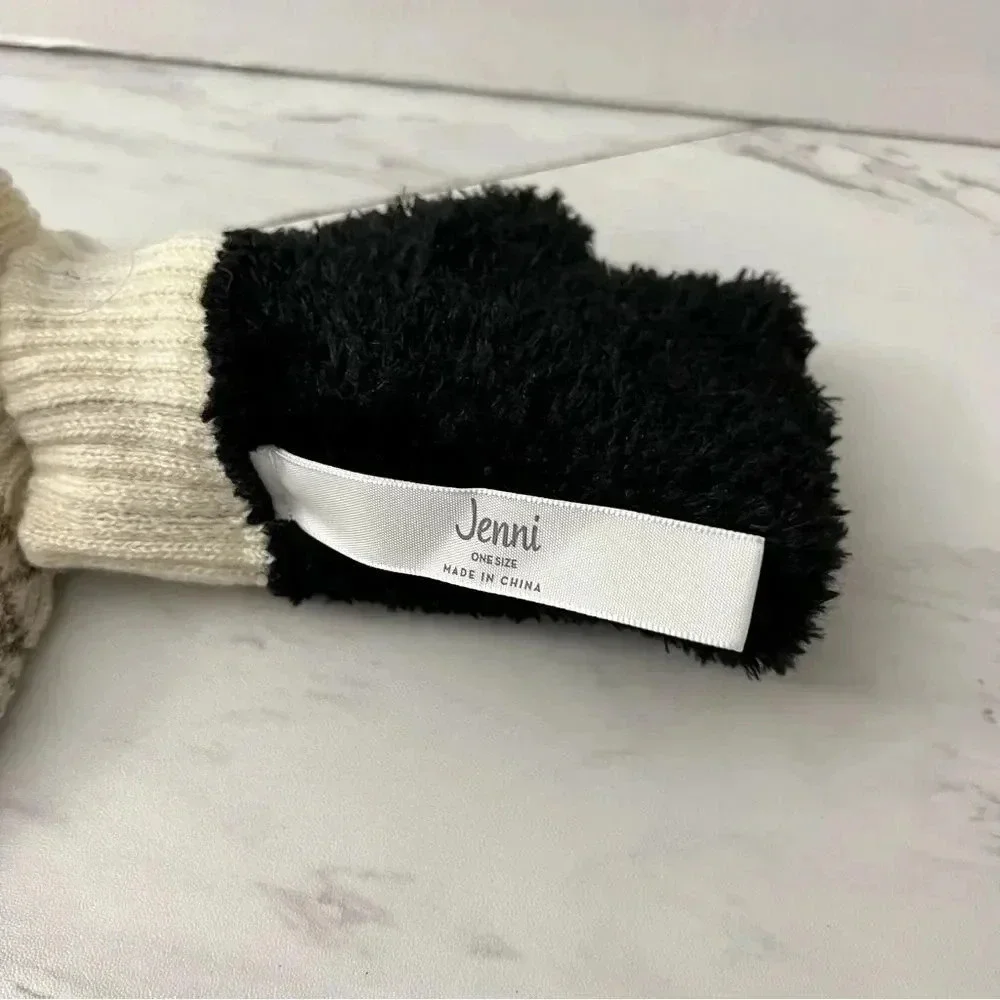 Jenni Fair Isle Design Plush Lined Gloves Black/Ivory One Size O/S